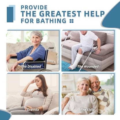 Shower Chair Seat with Arm for Inside Shower - Adjustable Up to 24 Inches Shower Stool with Suction Feet for Seniors, Elderly, Handicap & Disabled-Adjustable Support Shower Bench | Height adjusts from 16 to 24 inches, with dual armrests, suction feet and