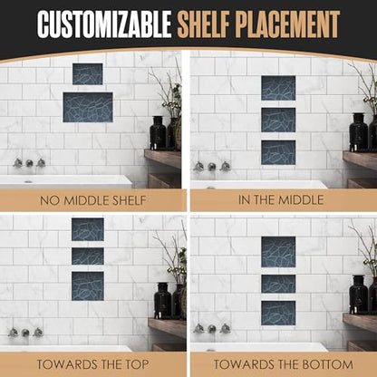 Shower Niche Insert Tile Ready in Wall Shelf Cubby Inserts 12x20 + 12x10 | Houseables Shower Niche, Recessed Bathroom Storage, Recessed Shampoo Caddy, Inset Shelves, Built in Nook, Soap Box, Prefab - size: 12 x 10 inches (ID) & 12 x 20 inches (ID)