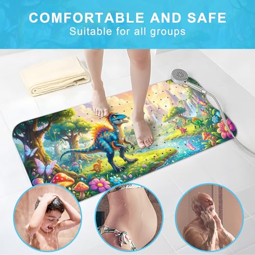 Upgrade Cartoon Baby Bath Mat Non Slip - 40"x16" Extra Long Bathtub Mat for Baby Eco Friendly Durable Bath Mat for Tub Non Slip Kids Tub Mat with Suction Cups, Machine Washable and No Fading, Dinosaur - color: G-dinosaur-3
