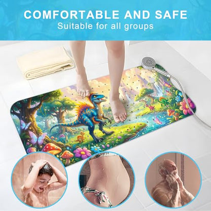 Upgrade Cartoon Baby Bath Mat Non Slip - 40"x16" Extra Long Bathtub Mat for Baby Eco Friendly Durable Bath Mat for Tub Non Slip Kids Tub Mat with Suction Cups, Machine Washable and No Fading, Dinosaur - color: G-dinosaur-3