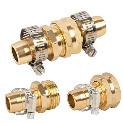 Hourleey Garden Hose Repair Connector with Clamps, Fit for 3/4" or 5/8" Garden Hose Fitting, Male and Female Hose Adapter Water Hose Repair Kit, 3 Set - size: 3-Set