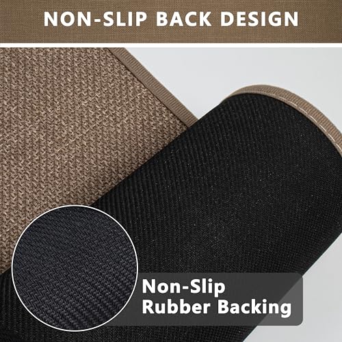 Non Slip Bath Mat Thin Bathroom Rugs Fit Under Door | Machine Washable Quick Dry Camel Small Toilet Rugs with Rubber-Backing, 17" x 24" - color: Dark Beige, size: Small(17"x24")