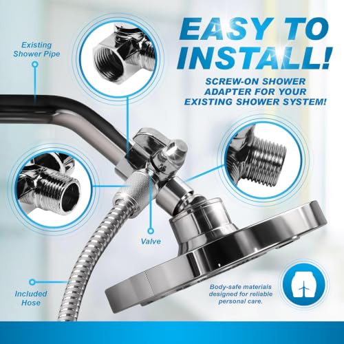 Cleanstream Shower Enema Set with 6 Ft Hose, 4 Silicone & Aluminum Tips - color: Cleanstream Premium Shower Enema Set