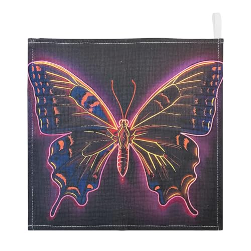 YETTASBIN Buuterfly Muslin Baby Hand Washcloths, Soft Cotton Bath Face Towel, 4 Layers Extra Absorbent Feeding Burp Cloth for Newborn Infant, 5 Pack - size: 12 Inch x 5 Pack