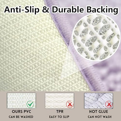 Bathroom Rugs Chenille, Extra Thick and Absorbent, Non-Slip, Machine Washable, Dry Quckily, Soft Cozy Plush, Used Under Shower Bathtub and Sink, Bath Mat Sets Lavender - color: Lavender Purple, size: 20 x 32 inch + 20 x 20 inch (U-Shape)