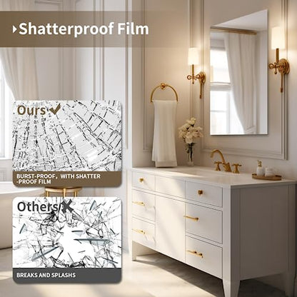 Bathroom Vanity Mirror 18"x24" Frameless Wall Mirror Shatterproof | Modern Wall Mount Vanity Mirror, Hangs Horizontally or Vertically, for Over Sink, Living Room, Bedroom, Upgraded Packing - size: 24"L x 18"W
