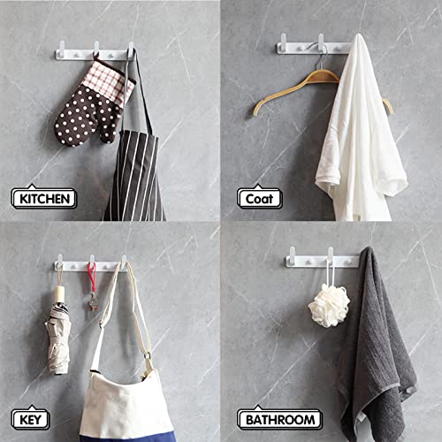 3 Hooks Matte White Bathroom Towel Hooks Mounted Wall Adhesive Heavy Duty Farmhouse Bath Coat Stick on Rack Hat Wall Hook Sticky White Kitchen Robe Rack Coat Hook White 3 Hooks Rack Towel for Bathroom - color: White, size: 9.25*1.18*1.38 inch（3hooks）