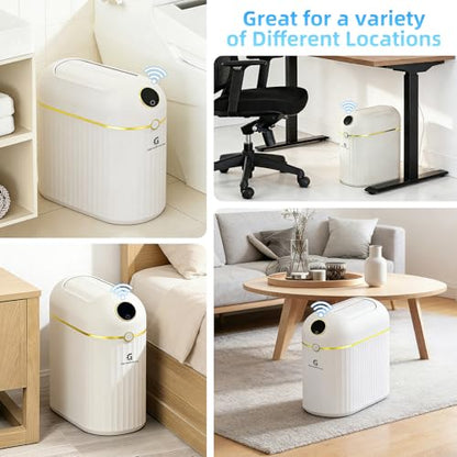 Self-Sealing & Self-Changing Trash Can, 2.7 Gallon Automatic Touchless Smart Bathroom Trash Can with Lid, Slim Waterproof Waste Bin for Bathroom, Bedroom and Offic - size: 2.7 Gallon-E