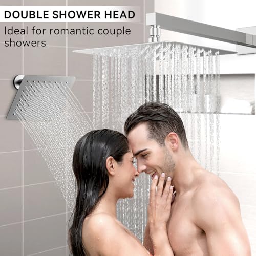 STARBATH Shower Faucet Set Shower System with Diverter Valve, Chrome | 12 Inch Rain Shower Head, 6 Inch Wall Mount Shower Head and Handheld Spray for Two Person, Luxury Shower Sets Complete - color: Chrome, size: 12"+6"-01