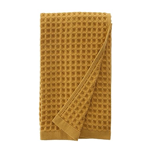 Waffle Hand Towel – 100% Turkish Cotton, Quick-Dry, Soft and Absorbent Bathroom Towel (Mustard) - color: Mustard, size: Hand Towel (1 Piece)
