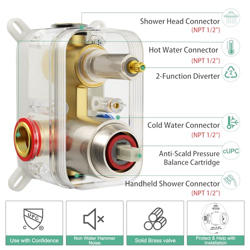 SR SUN RISE Shower Faucet - 12 Inch Multifunctional High Pressure Shower Head System with Handheld Shower Head Fixtures - Valve Included - Brushed Nickel - color: Brushed Nickel, size: 12 Inch