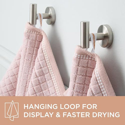 Town & Country Everyday 4-Piece Textured Windowpane Hand Towel Set, 20x30-Inch, 100% Cotton, Plush & Absorbent 550GSM, Blush - color: Blush