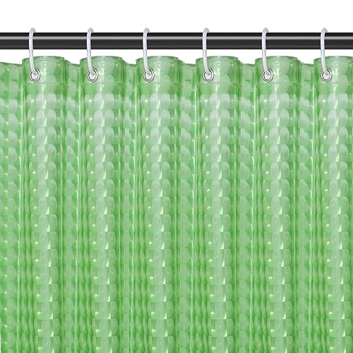 EVA Green Shower Curtain Liner,3D Plastic 5G Shower Liners with 12 Rustproof Metal Grommets and Weighted Magnets, Waterproof Duty Shower Curtains for Shower Bathroom 72 x 72 - color: Square-green