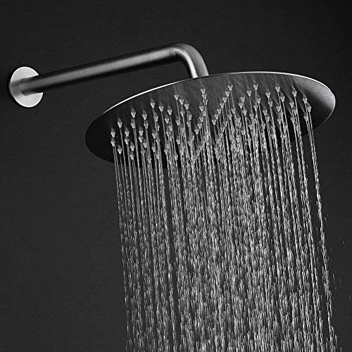 Voolan Rain Shower Head, High Flow Large Rainfall Showerhead Made of All Metal Stainless Steel, Waterfall Body Covering, Universal Wall and Ceiling Mount (Brushed Nickel) - color: Brushed Nickel, size: 12 Inch