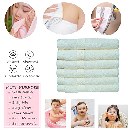 Mother-Earth 6-Pack Bath Washcloths 12"x12" - Soft and Absorbent Face Towels, Quick-Drying Wash Cloths for Sensitive Skin, Premium Quality for Daily Use (Cream) - color: Cream