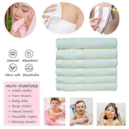 Mother-Earth 6-Pack Bath Washcloths 12"x12" - Soft and Absorbent Face Towels, Quick-Drying Wash Cloths for Sensitive Skin, Premium Quality for Daily Use (Cream) - color: Cream