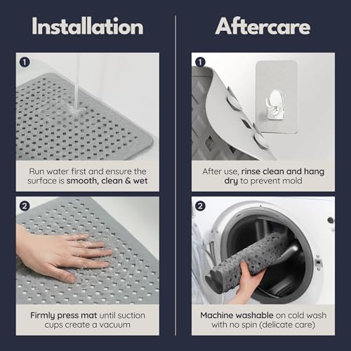 homerella Square Shower Mat Non Slip Anti Mold 21x21 Anti Slip Shower Mat | 100% BPA Free, Mildew Resistant, Machine Washable, Shower Mats for Inside Shower, Shower Floor Mat Mat Non Slip EU Certified - color: Purple