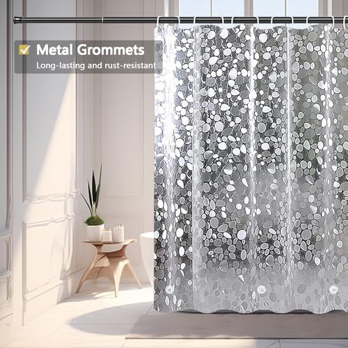 Shower Curtain Liner, Waterproof EVA 3D Shower Curtains with Duty Heavy Bottom Magnets and Rust Proof Grommets, Weighted Shower Liner for Shower Stall, Bathtubs - color: Clear Pebble, size: 72"W x 78"L (Pack of 1)
