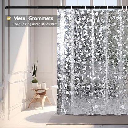 Shower Curtain Liner, Waterproof EVA 3D Shower Curtains with Duty Heavy Bottom Magnets and Rust Proof Grommets, Weighted Shower Liner for Shower Stall, Bathtubs - color: Clear Pebble, size: 72"W x 78"L (Pack of 1)