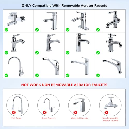 Hibbent 2 PACK Faucet to Dishwasher Adapter, Quick-Connect Dishwasher Snap-On Connection, with Swivel Ball Joint and Faucet Aerator, Male 15/16 Inch and Female 55/64 Inch, Chrome - color: Chrome