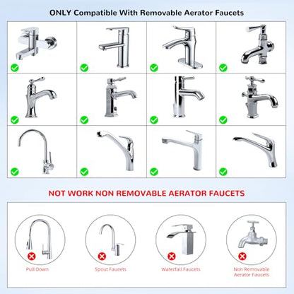 Hibbent 2 PACK Faucet to Dishwasher Adapter, Quick-Connect Dishwasher Snap-On Connection, with Swivel Ball Joint and Faucet Aerator, Male 15/16 Inch and Female 55/64 Inch, Chrome - color: Chrome
