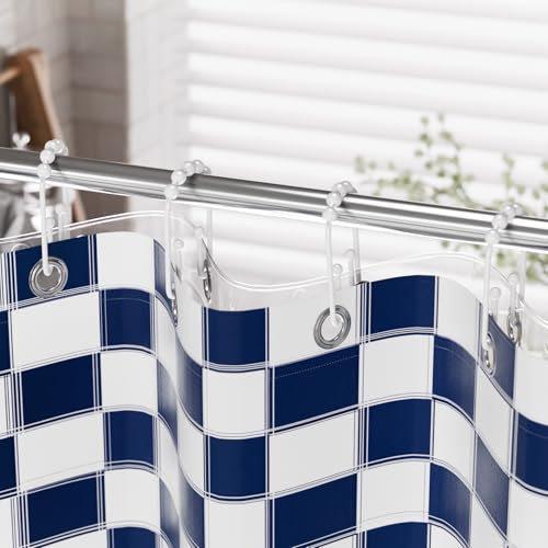 AmazerBath Shower Curtain Hooks White Metal Shower Curtain Rings Rust Proof, Double Sided Shower Curtain Hooks for Shower Curtain Liner Smooth Shower Hook Rings for Bathroom, Set of 12 - color: White, style: Modern