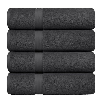 Luxury Bath Towels Set of 4 - Absorbent & Soft - Large (28" x 56") 100% Turkish Cotton, Hotel Quality - Versatile, Perfect as Bathroom, Shower and Hotel Towels - Anthracite Gray - color: Anthracite