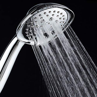 Luxury Square 6-setting High-Pressure Hand Shower. Extra-Long 72" Stainless Steel Hose, Bracket, Solid Brass Fittings, All-Chrome Finish. Premium Handheld Shower Head from Top American Manufacturer! - color: Chrome