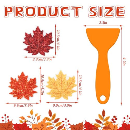 JarThenaAMCS 24 Pcs Fall Non Slip Bathtub Sticker with Scraper Maple Leaves Anti Slip Shower Tread Adhesive Shower Decal for Autumn Bathroom Floor Decoration