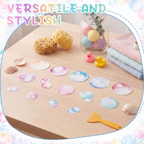 Fullhawl 30 Pcs Pastel Bubble Non Slip Shower Stickers, Bathtub Grip | 30 Pack Pastel Bubble Design, Smooth Decorative Look, Non Slip Texture, Brightens Bathroom While Improving Safety - style: Pastel Bubble