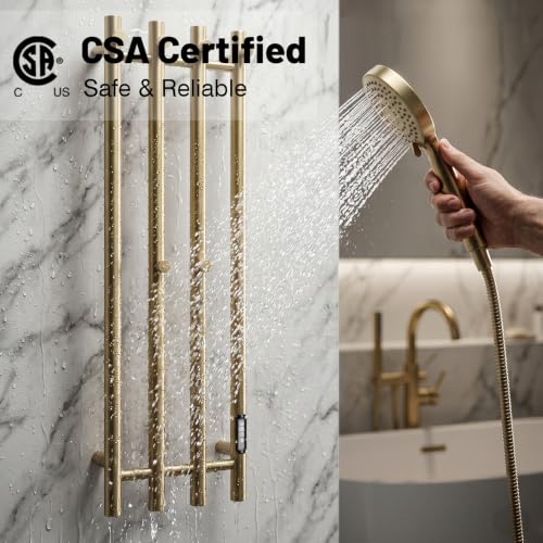 Poloma Towel Warmer Rack for Bathrooms, Heated Towel Rack Heater, ElectricTowel Dryer, Stainless Steel, Golden. CSA Certified - size: Gold Bars-37.5"(L) x 11.9"(W)-VERTICAL