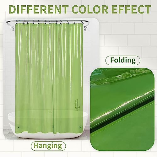 Barossa Design Clear Green Shower Curtain Liner Standard Size | Premium PEVA, PVC Free, Metal Grommets, Waterproof Lightweight Translucent Green Shower Curtain with 3 Magnets for Bathroom - color: Clear Green, size: 72"W x 72"L (Pack of 1)