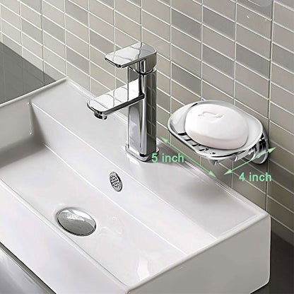 BOPai Elegant Suction Cup Soap Dish, Chrome | Repositionable & Powerful Vacuum Suction