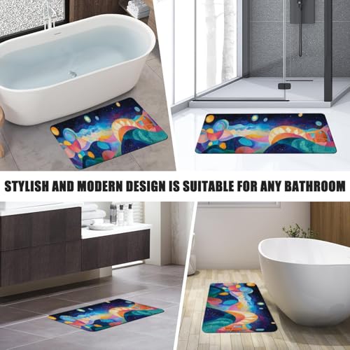 Bathroom Runner Mat Rugs Long,Galaxy Nebula Space Universe Starry creative design Diatomite Stone Bath Mat Large Absorbent Diatomaceous Earth Mat Non Slip Fast Dry Shower Mat Bathroom Rugs 16x42in - color: Design04