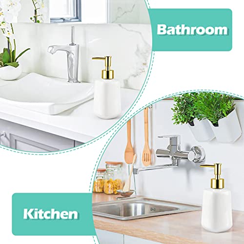 14OZ Dish Soap Dispenser, Hand Soap Dispenser Ceramic Bottle (Bright White) | Pump Dispenser Bottle, Refillable Liquid, Dish Soap, Hand Soap, Essential Oil & Lotion, Great for Kitchen & Bathroom - color: Bright White