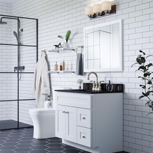 Design House Wyndham Tri-View Medicine Cabinet, 36", White | Wall Mount, Transitional, Wood, Bath, 545103-WHT - color: White, size: 36 in. W x 30 in. H