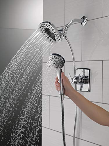Delta Faucet Ashlyn 17 Series Dual-Function Shower Trim Kit with 2-Spray Touch-Clean In2ition 2-in-1 Hand Held Shower Head with Hose, Chrome T17264-I (Valve Not Included) - color: Chrome