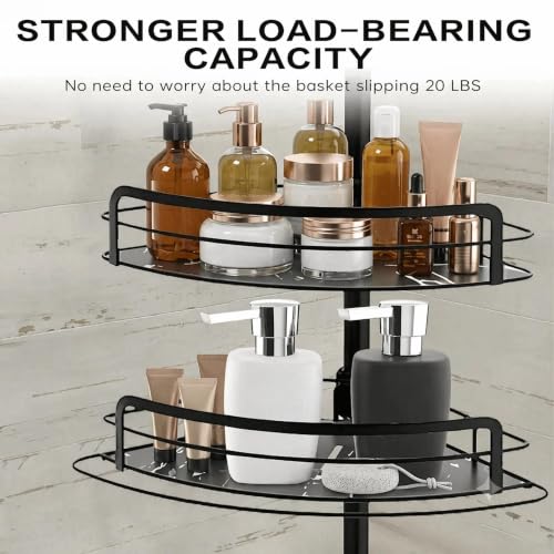 BOXIN Corner Shower Caddy Tension Pole, Black