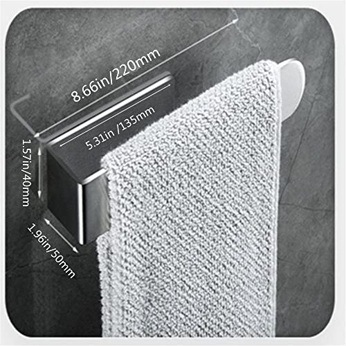 szhdxsy Towel Holder SUS 304 Stainless Steel Brushed Hand Towel Rod, Self Adhesive Towel Holder Towel Rod Towel Rack for Bathroom- Silver - color: Silver, size: 8.6