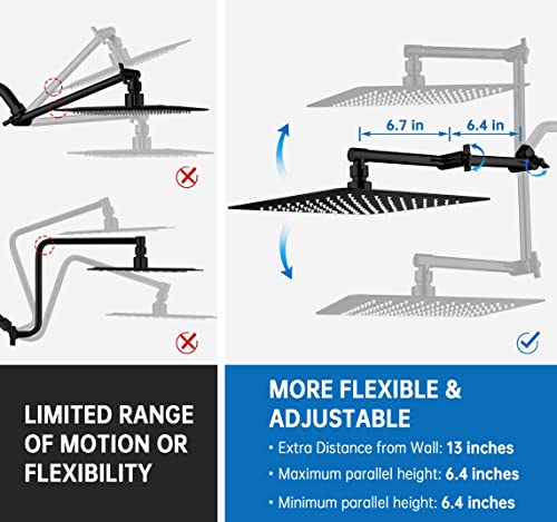 G-Promise All Metal 10 Inches Rainfall Shower Head with Handheld Combo | All Metal, Built to Last, Easy Install, Adjustable Height & Angle for All Heights, Extra Long Hose, Modern Upgrade - color: Matte Black, size: 10 Inches