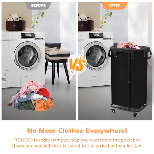 Longzhuo 180L Laundry Hamper with Wheels, Rolling Laundry Basket with Removable Bag and Metal Frame,Large Tall Laundry Hampe for Bedroom,Laundry Room,Hotel Laundry Organization(Black)