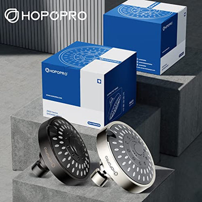 High Pressure Shower Head, HOPOPRO 5-Mode Fixed Showerhead, NBC Recommended | The Washington Post, NBC News, Today Recommended, Consumer Reports Tested High Flow Fixed Shower Head (4 Inch Brushed Nickel) - color: Brushed Nickel, style: 4 Inch Modern