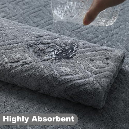Smuge 18-Piece Bath Towel Set, Include 6 Bath Towel Sheets, 6 Hand Towels and 6 Washcloths - Highly Absorbent Quick Dry 100% Microfiber,Ultra Soft Bathroom Towel Set (Dark Gray) - color: Dark Gray, size: 18 Pcs Bath Towel Set
