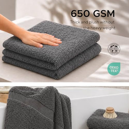 Veteran Textile LLC - 6 Pieces-100% Turkish Cotton - Luxury Towel Set for Bathroom & Kitchen, 2 Bath Towels, 2 Hand Towels & 2 WashCloths (Valued $79.99) (Graphite - color: Graphite