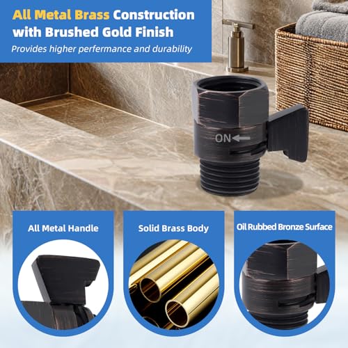 Hibbent All Metal 1 Pack Shower Head Flow Control Valve, G1/2 Brass Shut-off Valve with Handle Lever, Shut OFF Water Flow Control Regulator for Handheld Shower, or Bidet Sprayer, Oil-Rubbed Bronze - color: Oil Rubbed Bronze