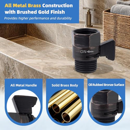Hibbent All Metal 1 Pack Shower Head Flow Control Valve, G1/2 Brass Shut-off Valve with Handle Lever, Shut OFF Water Flow Control Regulator for Handheld Shower, or Bidet Sprayer, Oil-Rubbed Bronze - color: Oil Rubbed Bronze
