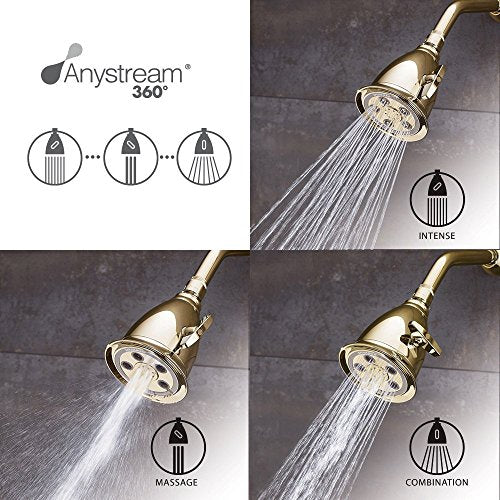 Speakman, Polished Brass S-2005-HB-PB Hotel Anystream High Pressure 2.5 GPM Adjustable Shower Head - color: Polished Brass, size: 2.5 GPM