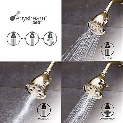 Speakman, Polished Brass S-2005-HB-PB Hotel Anystream High Pressure 2.5 GPM Adjustable Shower Head - color: Polished Brass, size: 2.5 GPM