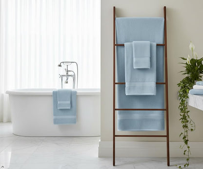 CRAFTBERRY-6 Piece Cotton Bath Towel Set-2 Bath - 2 Hand - 2 Face, Sky Blue | 100% Cotton • Thick & Plush • Hotel Quality • Ultra Soft • Highly Absorbent • Quick Dry • Low Lint • Machine Washable - color: Light Blue