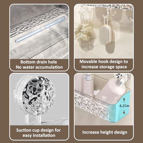 Shower Caddy Suction Cup, Wall Mounted Rack Organizer Removable Bathroom Shelf, No Drilling Larger Storage Rack Upgraded, Bathroom Suction Caddy - style: Large size, 1 piece